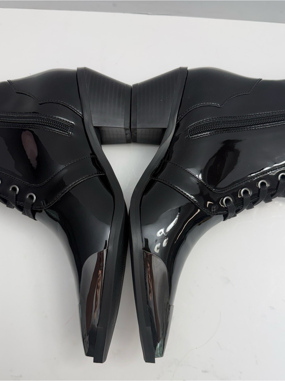 KILLSTAR Dark Sin Boots Womens 8 Black Patent Pointed Toe Buckle Goth Punk New - Picture 7 of 16